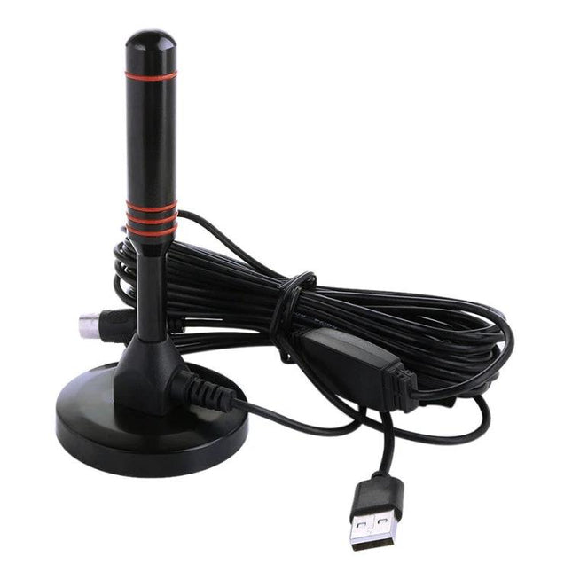 Portable High-Gain TV Antenna for Digital Signal Reception - compact USB indoor/outdoor antenna with magnetic base and long cable