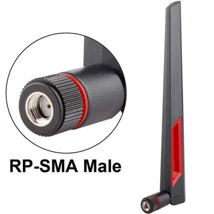 Dual-Band WiFi Antenna for 2.4GHz and 5GHz Routers, Suitable for Home Networks - RP-SMA male connector black red slim antenna