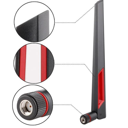 Dual-Band WiFi Antenna for 2.4GHz and 5GHz Routers, Suitable for Home Networks - slim black/red external antenna with SMA connector