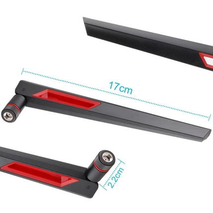 Dual-Band WiFi Antenna for 2.4GHz and 5GHz Routers, Suitable for Home Networks - 17cm angled black/red antenna with swivel connector
