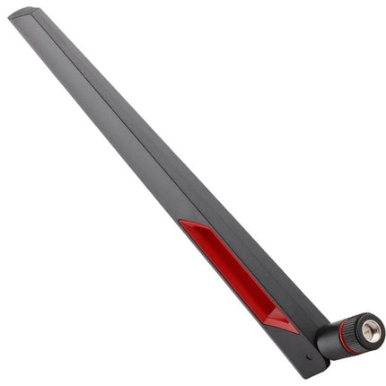 Dual Band WiFi Antenna for Routers and Wireless Adapters - slim black/red external antenna with SMA connector, boosts 2.4GHz/5GHz range