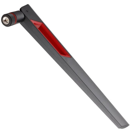 Dual Band WiFi Antenna for Routers and Wireless Adapters — slim black/red external antenna with swivel SMA connector for 2.4GHz/5GHz range