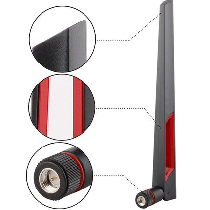 Dual Band WiFi Antenna for Routers and Wireless Adapters black red slim antenna with SMA connector for 2.4GHz 5GHz signal boost