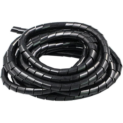 9 Meter PE Spiral Tube for Wire Organization, 10mm Diameter - black coiled cable protector for home office and workshop