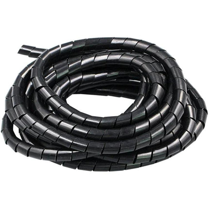 9 Meter PE Spiral Tube for Wire Organization, 10mm Diameter - black coiled cable organizer protecting and bundling wires