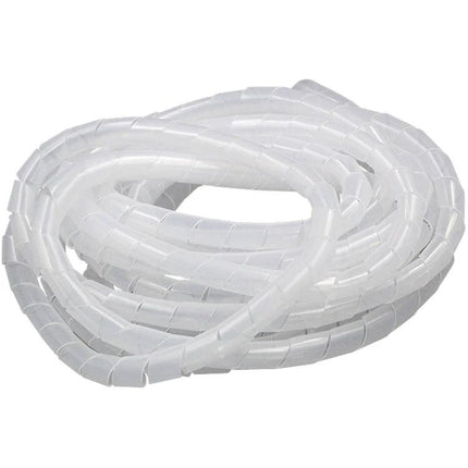 9 Meter PE Spiral Tube for Wire Organization, 10mm Diameter - white spiral cable management tube for home office and workshop cable bundling