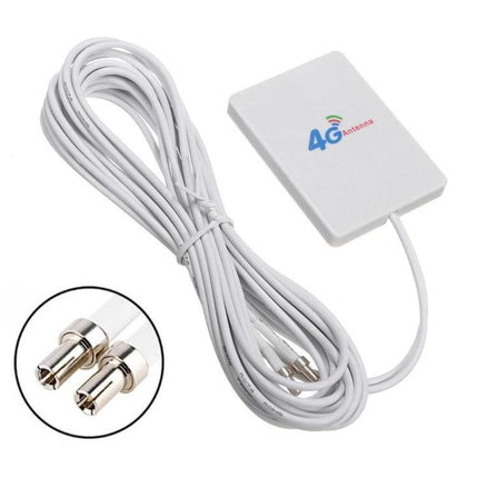 External 4G Antenna for LTE Routers with TS9 Male Connector - white flat panel antenna with long cable and TS9 male plug for improved LTE signal