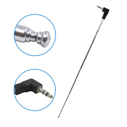 Compact Retractable FM Radio Antenna for Mobile Phones with 3.5mm Port – telescopic metal antenna with right-angle 3.5mm plug for improved FM reception