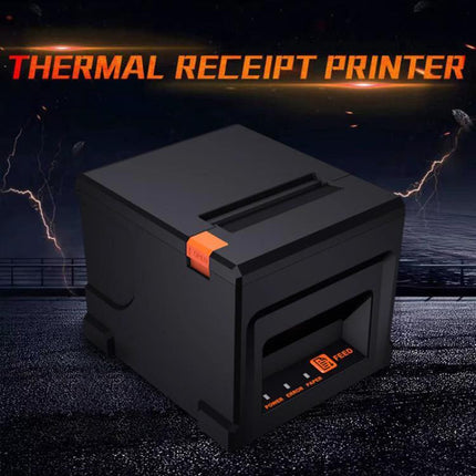Wireless Bluetooth Thermal Receipt Printer for Retail POS Systems black compact thermal receipt printer beside cash register, wireless Bluetooth connectivity