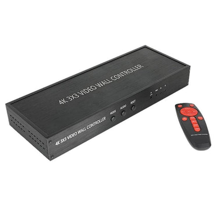 HDMI Video Wall Controller for Multi-Screen Display Setups black 4K 3x3 unit with remote control