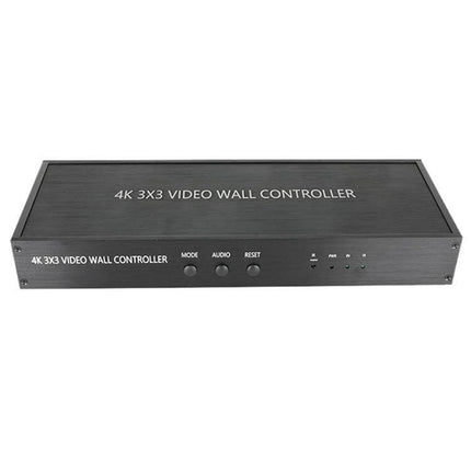HDMI Video Wall Controller for Multi-Screen Display Setups 4K 3x3 HDMI input to nine outputs, front buttons for mode audio reset