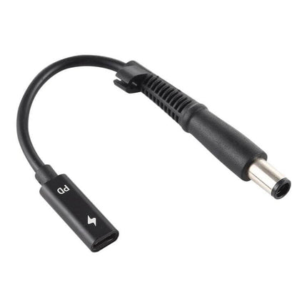 USB-C Adapter Charger Cable for HP Laptops and Devices - compact black PD USB-C to barrel charger cable for travel and daily use
