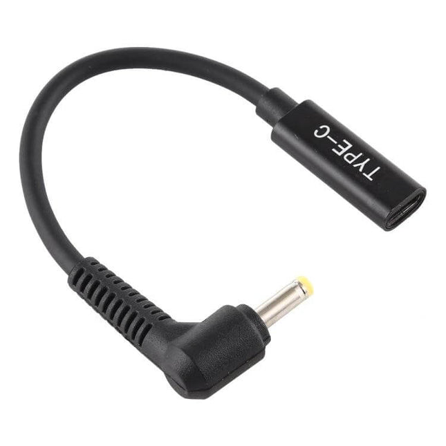 USB-C to 4.0 x 1.7mm Power Adapter Cable for Devices – compact 15.5cm black adapter cable with right-angle 4.0x1.7mm plug and Type-C female end