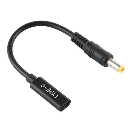USB-C to 5.5 x 2.5mm Charger Cable for Portable Device Powering - compact 17.5cm black adapter cable for on-the-go laptop and external drive charging