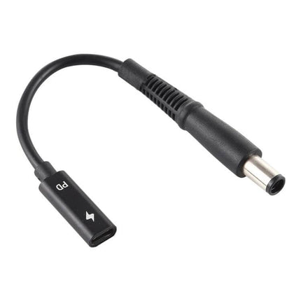 Portable USB-C Charger Cable for Dell Laptops and Devices - compact 18cm black USB-C to Dell barrel adapter for travel and commuting