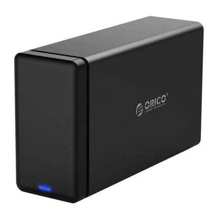 Orico 2-Bay External Hard Drive Enclosure for SATA HDDs - sleek black tool-free dual-bay enclosure for easy swapping, backups, and RAID setups