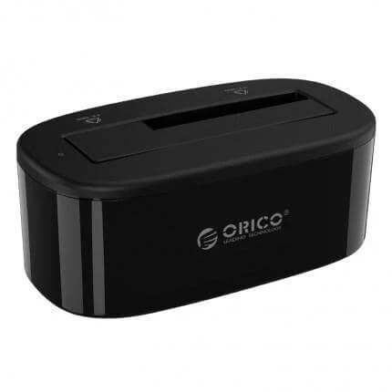 Orico External Hard Drive Dock for 2.5 and 3.5 Inch SATA Drives - black dual-bay SATA HDD/SSD docking station for backups and file transfers