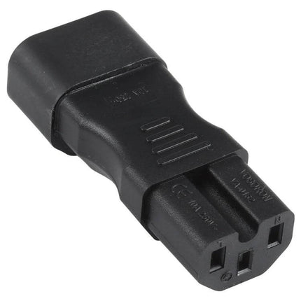 C13 to C15 Groove AC Power Adapter for Computers and Servers - black inline adapter for bridging C13 plugs to C15 sockets in data centers