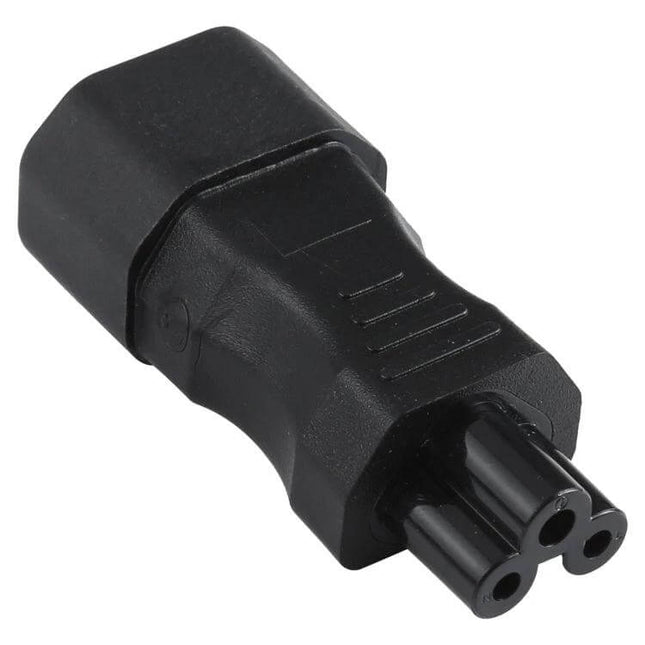 C5 to C14 AC Power Adapter for Computers and Servers black right-angle view, three-pin C5 to C14 connector for servers and PCs