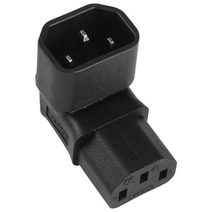 Elbow Up Design AC Power Adapter for Angled Connections black IEC connector elbow adapter for tight spaces