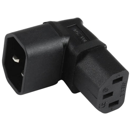 Elbow Up Design AC Power Adapter for Angled Connections black right-angle IEC connector for UPS computers and kitchen appliances