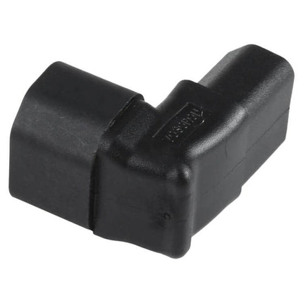 Elbow Up Design AC Power Adapter for Angled Connections black elbow-up adapter for tight spaces, pure copper conductor, PVC jacket