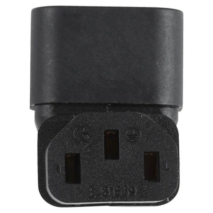 Elbow Up Design AC Power Adapter for Angled Connections - black elbow-up IEC connector for UPS, computers, kettles, pure copper conductor