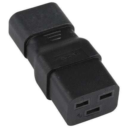 C14 to C19 AC Power Adapter for Electrical Connections black IEC adapter, pure copper contacts, secure data center/home office power link