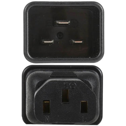 C13 to C20 AC Power Plug Adapter for Secure Connections black IEC C13 female to C20 male adapter with pure copper contacts