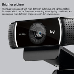 Webcam Logitech C922 HD 1080P à mise au point automatique avec 2 microphones omnidirectionnels