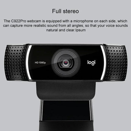Logitech HD Webcam for Video Calls with Auto Focus and Microphones - black HD 1080p webcam with built-in stereo microphones for clear online meetings