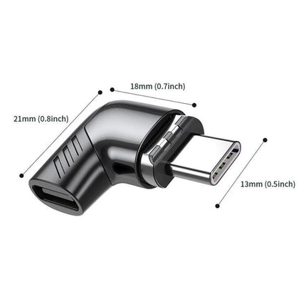 Essential Magnetic Adapter for Everyday Device Charging, right-angle Type-C magnetic connector with snap-on tip and dimensions