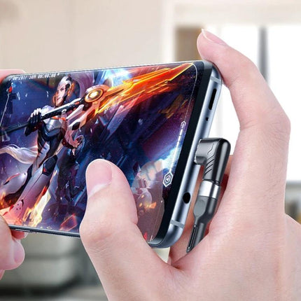 Essential Magnetic Adapter for Everyday Device Charging shown attached to a Type-C phone while gaming to prevent port wear and accidental disconnections