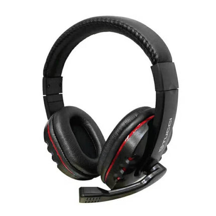Tucci Wired Stereo PC Headset With Built In Microphone over-ear black gaming headset with boom mic, vented earcups and padded headband