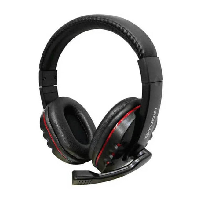 Tucci Wired Stereo PC Headset With Built In Microphone over-ear black gaming headset with boom mic, vented earcups and padded headband