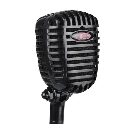 360-Degree Rotatable USB Microphone for Video Conferences — black retro-style rotatable USB microphone on stand, 360-degree pickup for clear conferencing