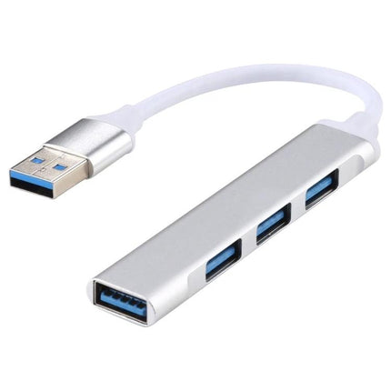Aluminum 4-Port USB 3.0 Hub for Expanding Device Connections slim aluminum hub with four USB 3.0 ports for laptops and peripherals