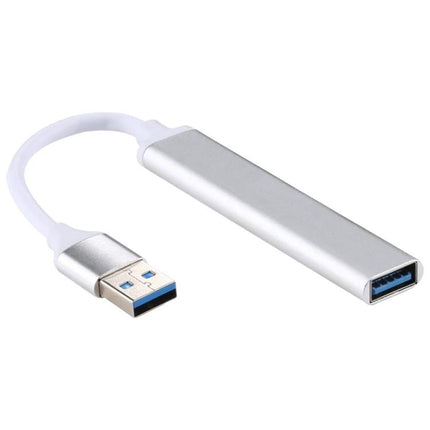 Aluminum 4-Port USB 3.0 Hub for Expanding Device Connections slim silver aluminum hub with USB 3.0 connector for multiple peripherals