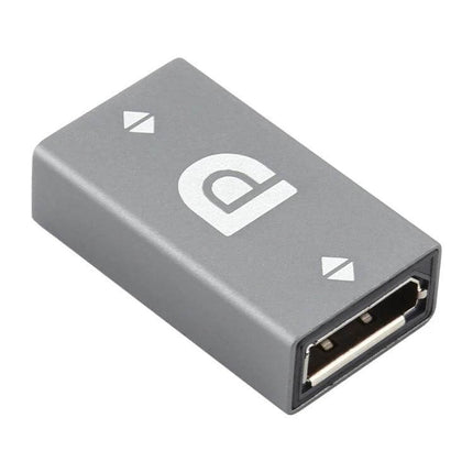 Display Port Female to Female Adapter for Device Connectivity - compact gray inline coupler for extending DisplayPort cables