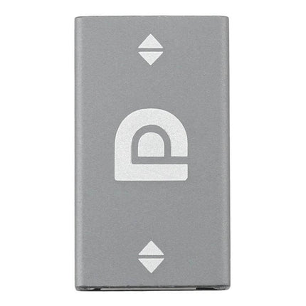 Display Port Female to Female Adapter for Device Connectivity compact silver coupler showing DisplayPort logo and arrows, for extending cables and linking monitors