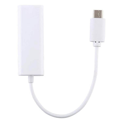 USB-C Ethernet Adapter for Reliable Network Connections — white compact adapter with USB-C plug and Ethernet port for stable wired internet