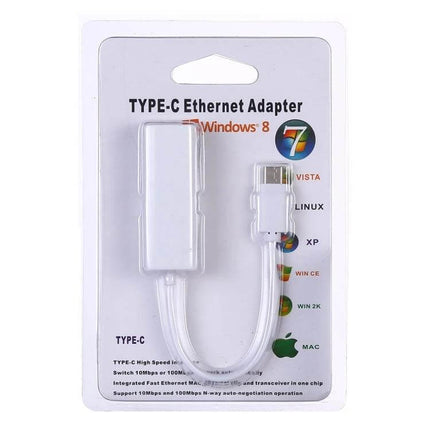 USB-C Ethernet Adapter for Reliable Network Connections - compact white Type-C to Ethernet dongle for stable wired internet in offices and cafes