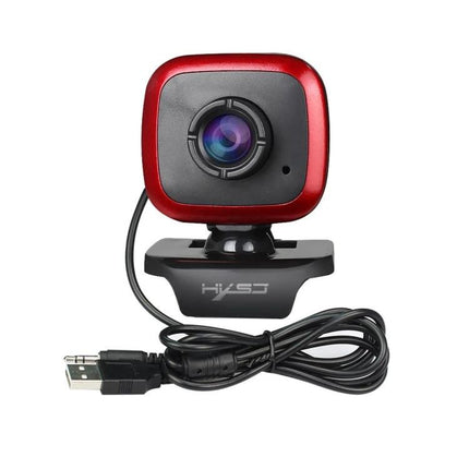 HXSJ Adjustable 360-Degree Rotation Webcam for Video Calls - red USB webcam with 360° swivel, adjustable angle and detachable plug-in microphone