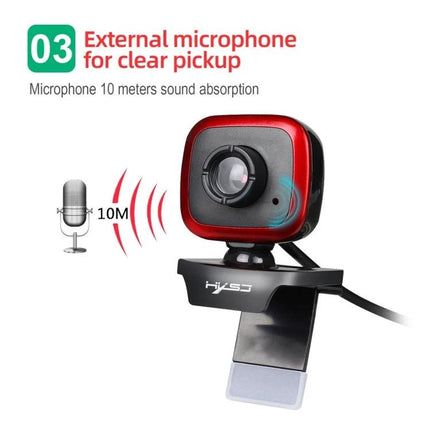 HXSJ Adjustable 360-Degree Rotation Webcam for Video Calls with external microphone and flexible 360° positioning for clear pickup