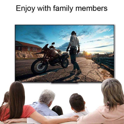 4K DisplayPort to HDMI Converter Cable for Video Connections showing family watching 4K gaming content on TV