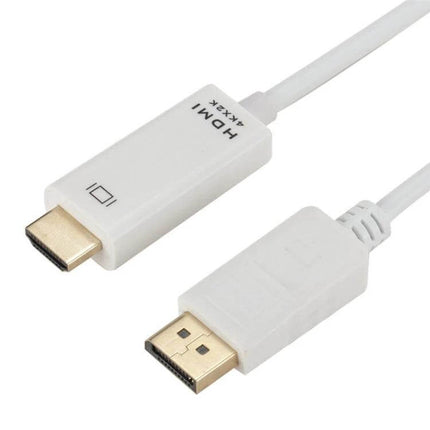 4K DisplayPort to HDMI Converter Cable for Video Connections white cable showing DisplayPort and HDMI connectors