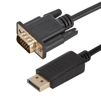 1.8m DP to VGA Converter Cable for Computer Connections - black DisplayPort to VGA cable for connecting PC to older monitor