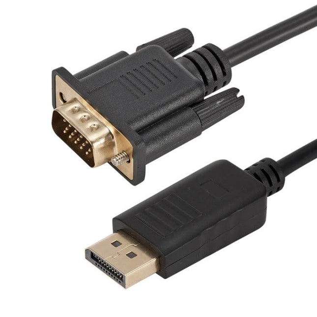 1.8m DP to VGA Converter Cable for Computer Connections - black DisplayPort to VGA cable for connecting PC to older monitor