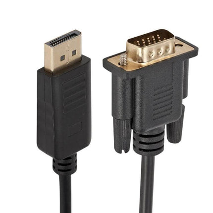1.8m DP to VGA Converter Cable for Computer Connections - black DisplayPort to VGA cable for connecting PC to older monitor