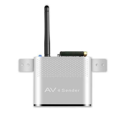 Measy Wireless Audio Video Transmitter with Infrared Function silver AV sender unit with antenna for wireless 2.4GHz audio video transmission